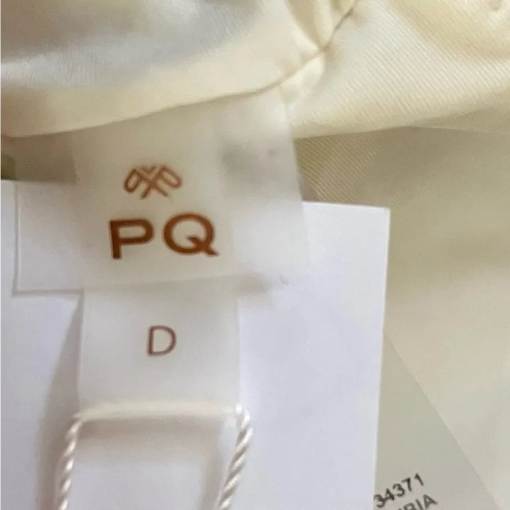 NWT PQ Swim Anthropologie Twist Ivory/Gold Adj Back Tie Padded/Lined Size D